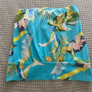 Boston Proper Blouson Tropical Print Strapless Top